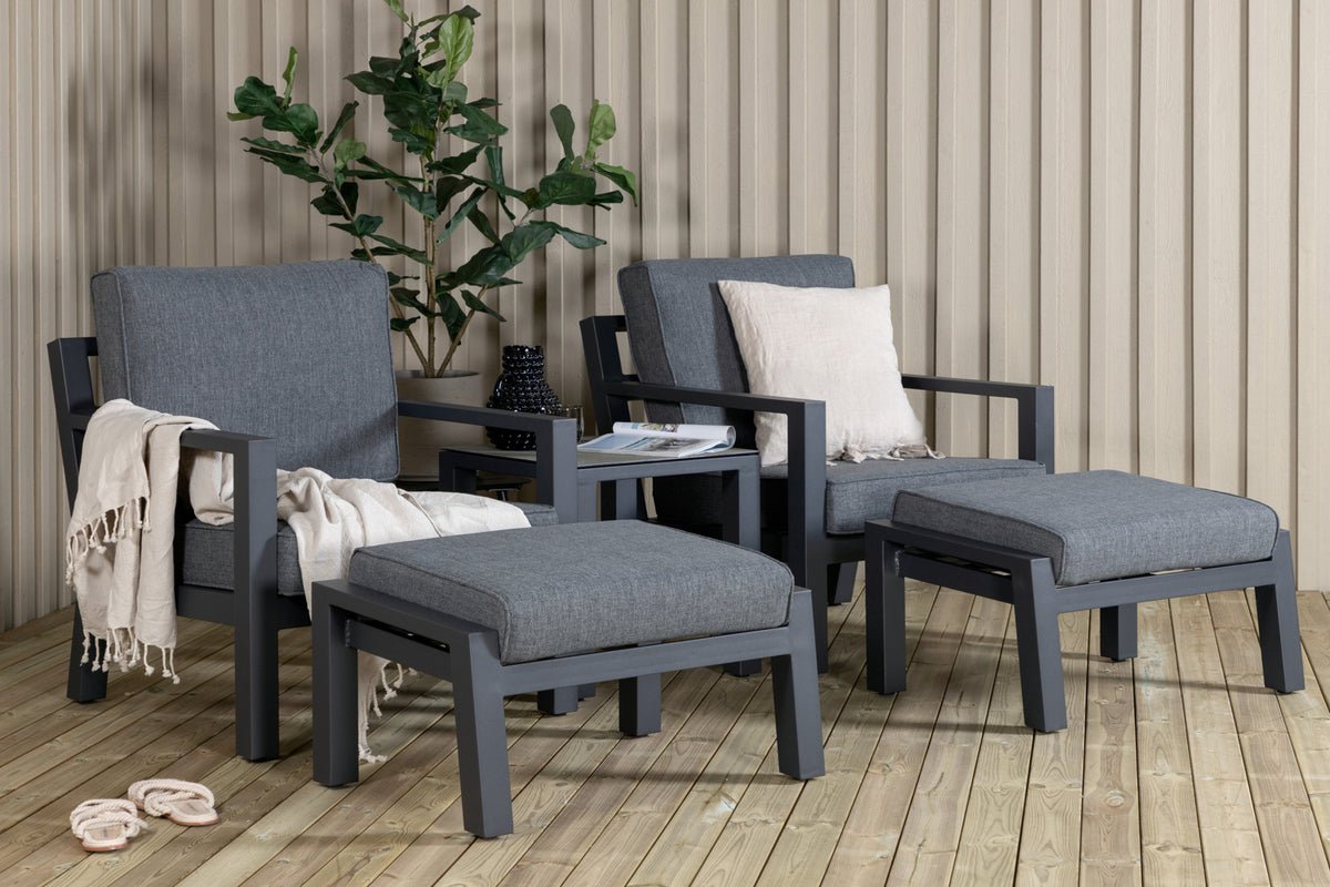 Tuin Loungeset Tavira – 5-delige Outdoor Fauteuil Set in Zwart