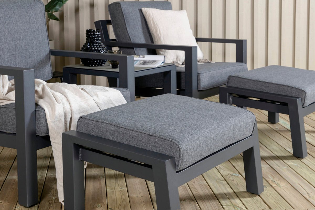 Tuin Loungeset Tavira – 5-delige Outdoor Fauteuil Set in Zwart
