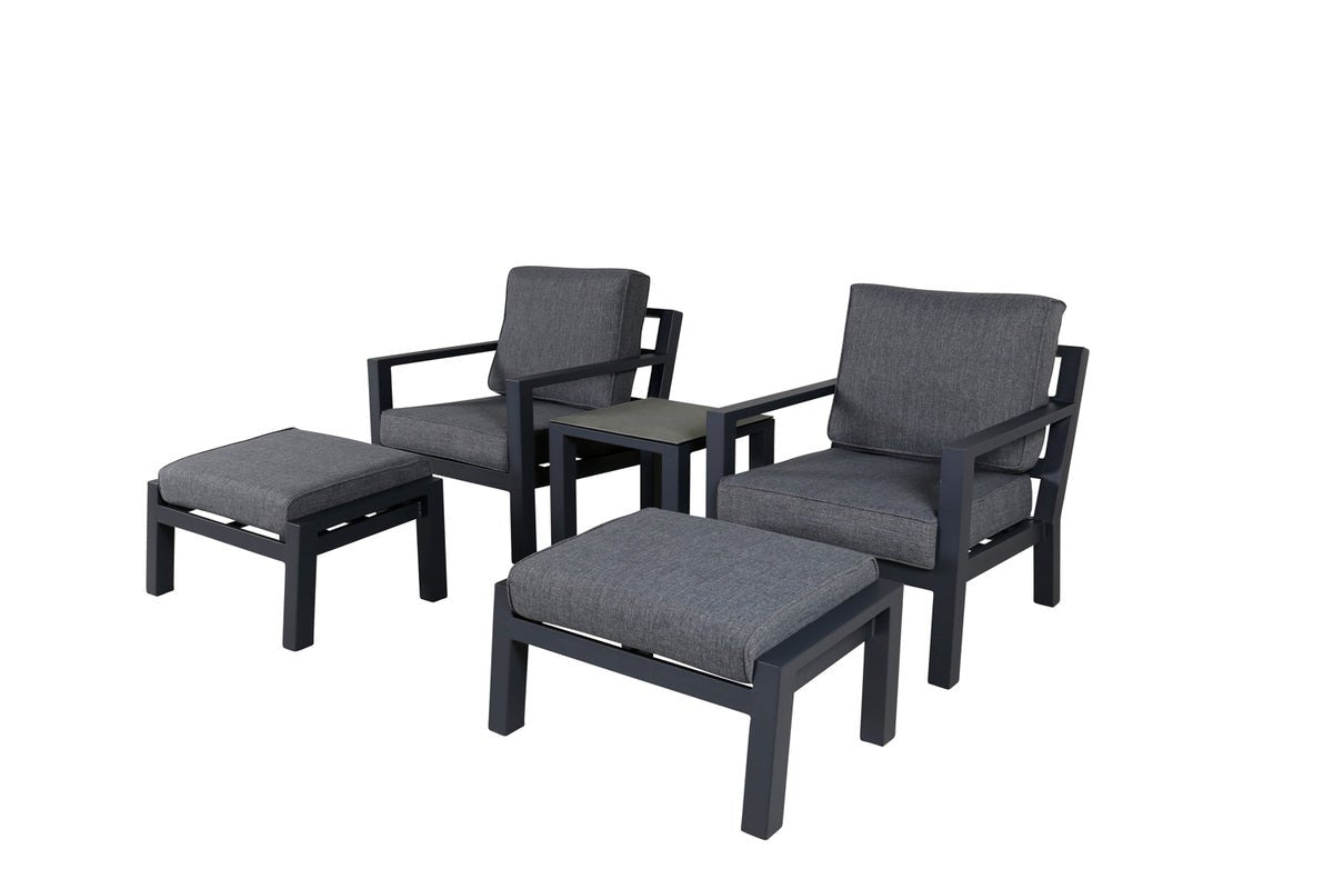Tuin Loungeset Tavira – 5-delige Outdoor Fauteuil Set in Zwart