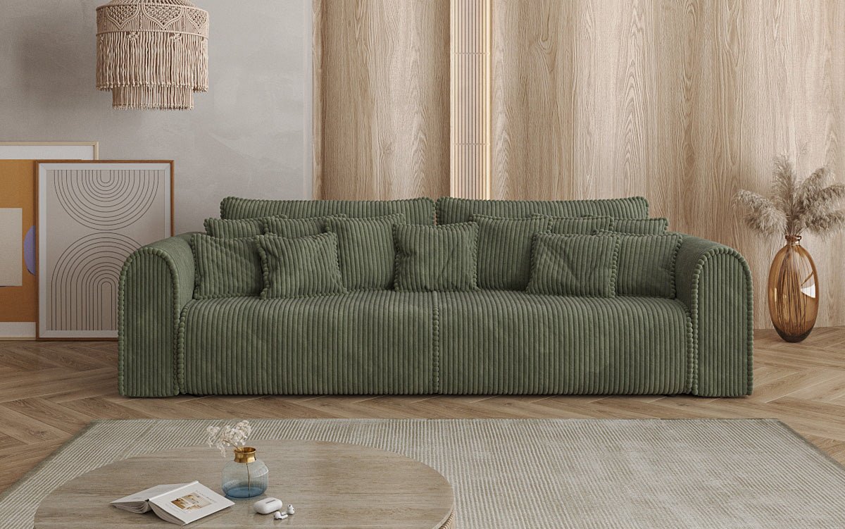 Designerbank Big Buddy 3-zits met slaapfunctie en opbergruimte in breed ribfluweel