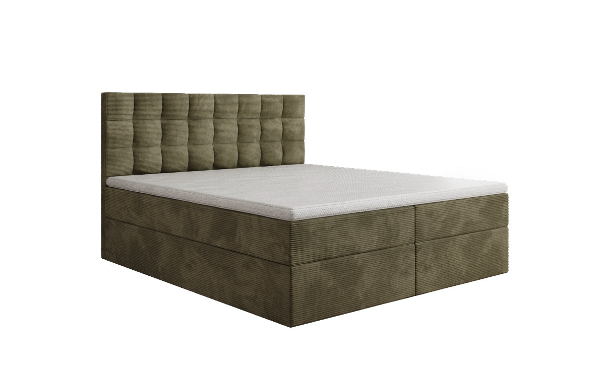 Boxspringbed Como in Ribstof met opbergruimte