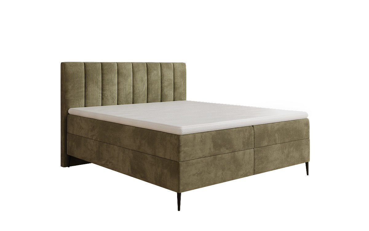Boxspringbed Lucca in Ribstof met opbergruimte en poten