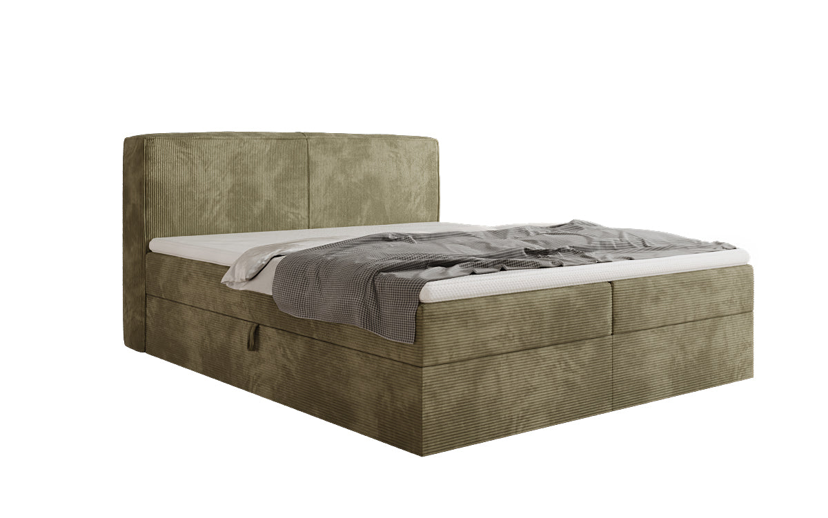 Boxspringbed Marea in Ribstof met opbergruimte