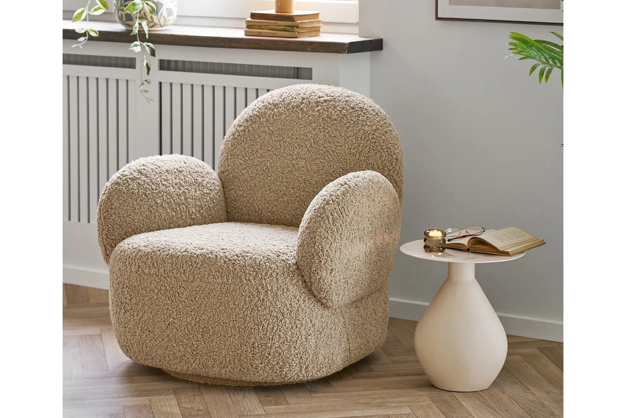 Loungefauteuil Alvenia - knusse bouclé-look