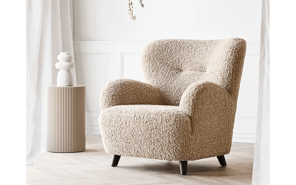 Designer bank-fauteuil Hudson in Beige Bouclé