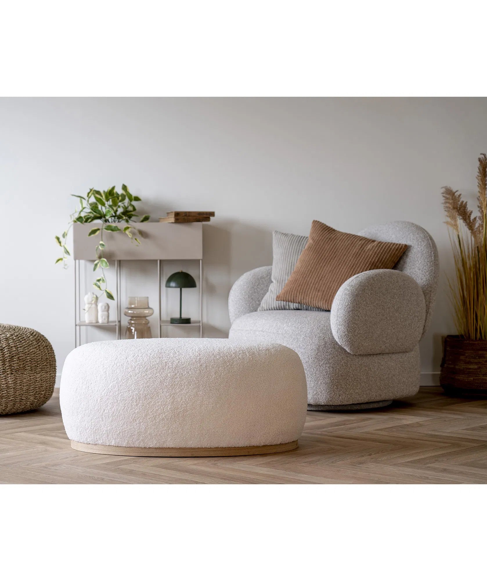 Designer Sofa-fauteuil Fermo met draaifunctie in Grijs Bouclé