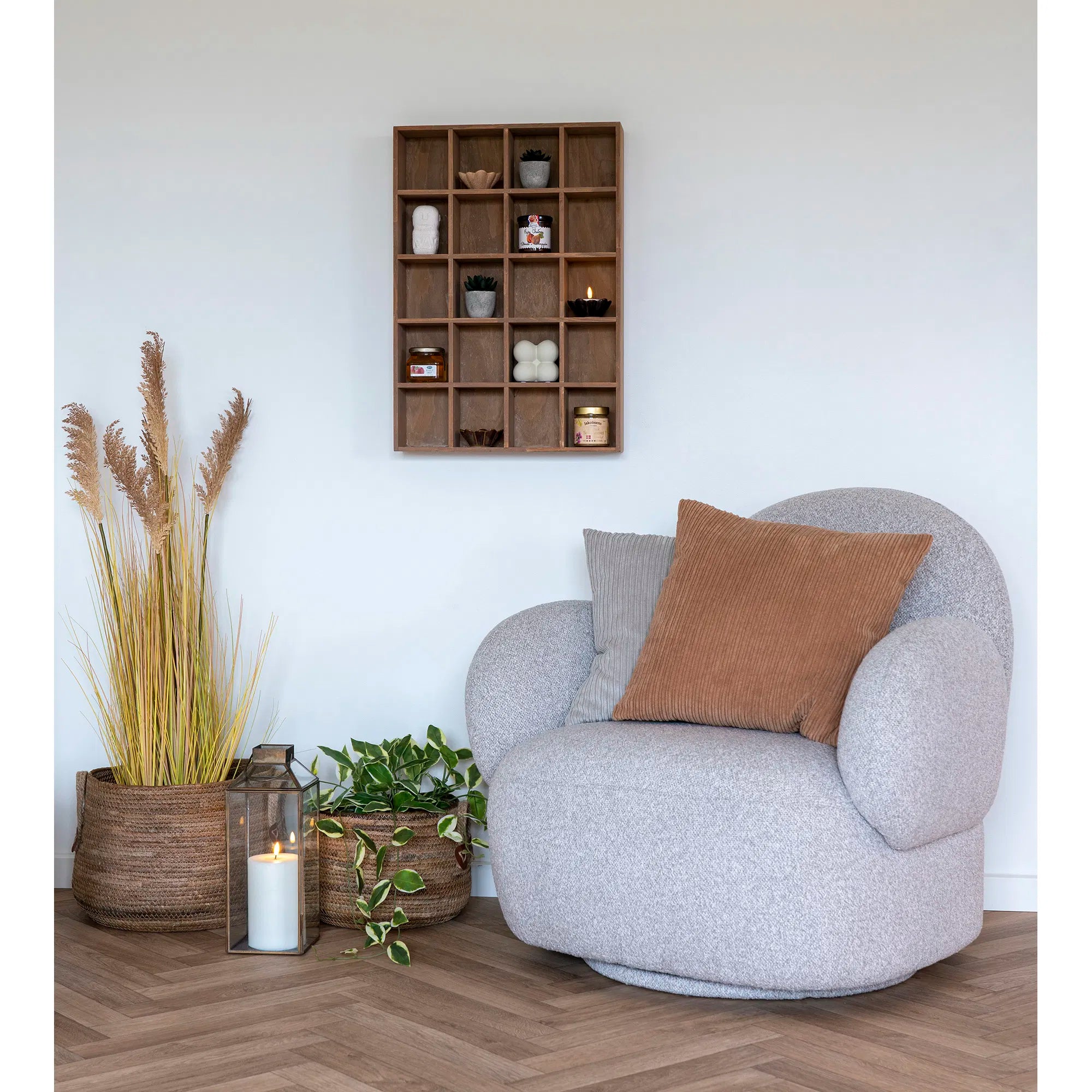 Designer Sofa-fauteuil Fermo met draaifunctie in Grijs Bouclé