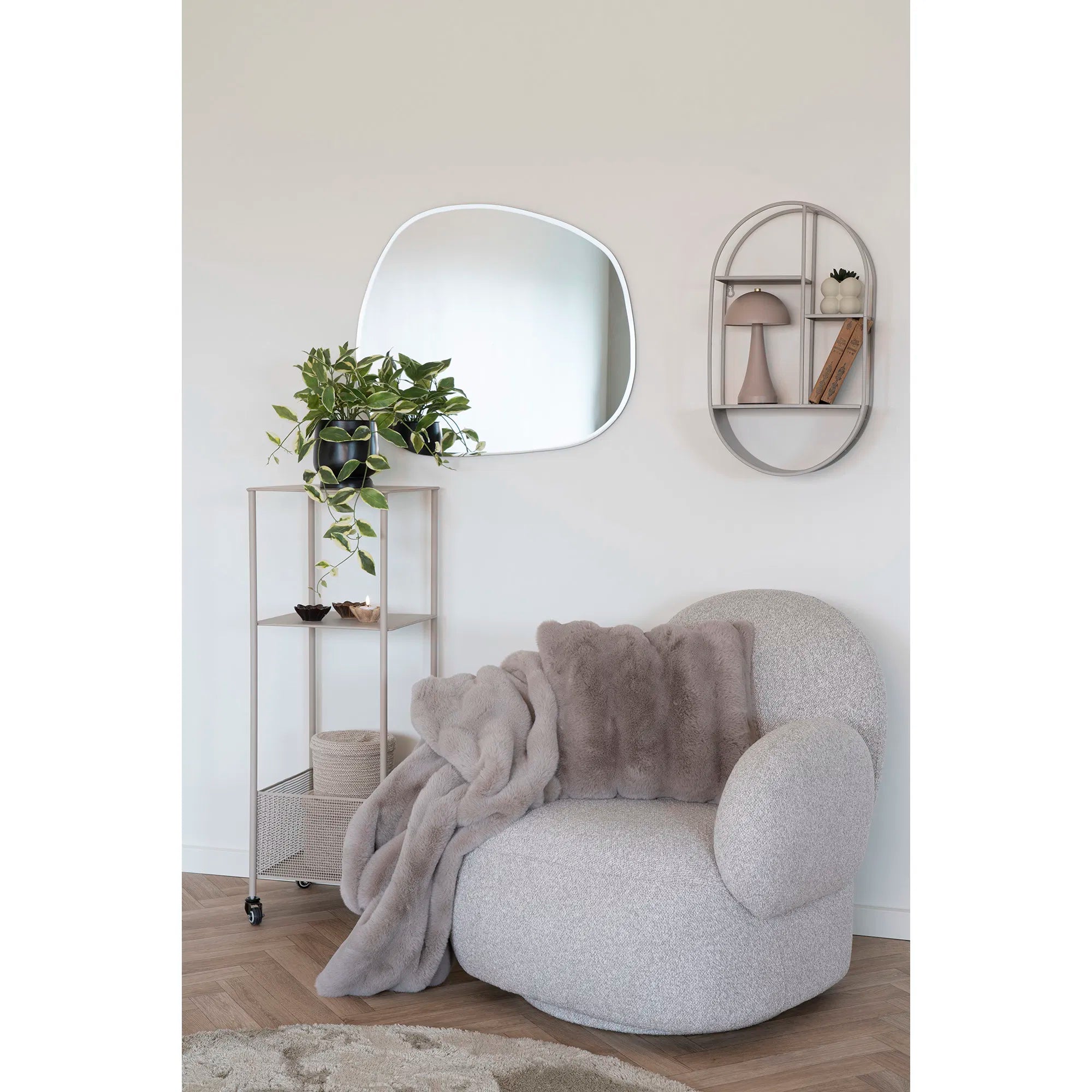 Designer Sofa-fauteuil Fermo met draaifunctie in Grijs Bouclé