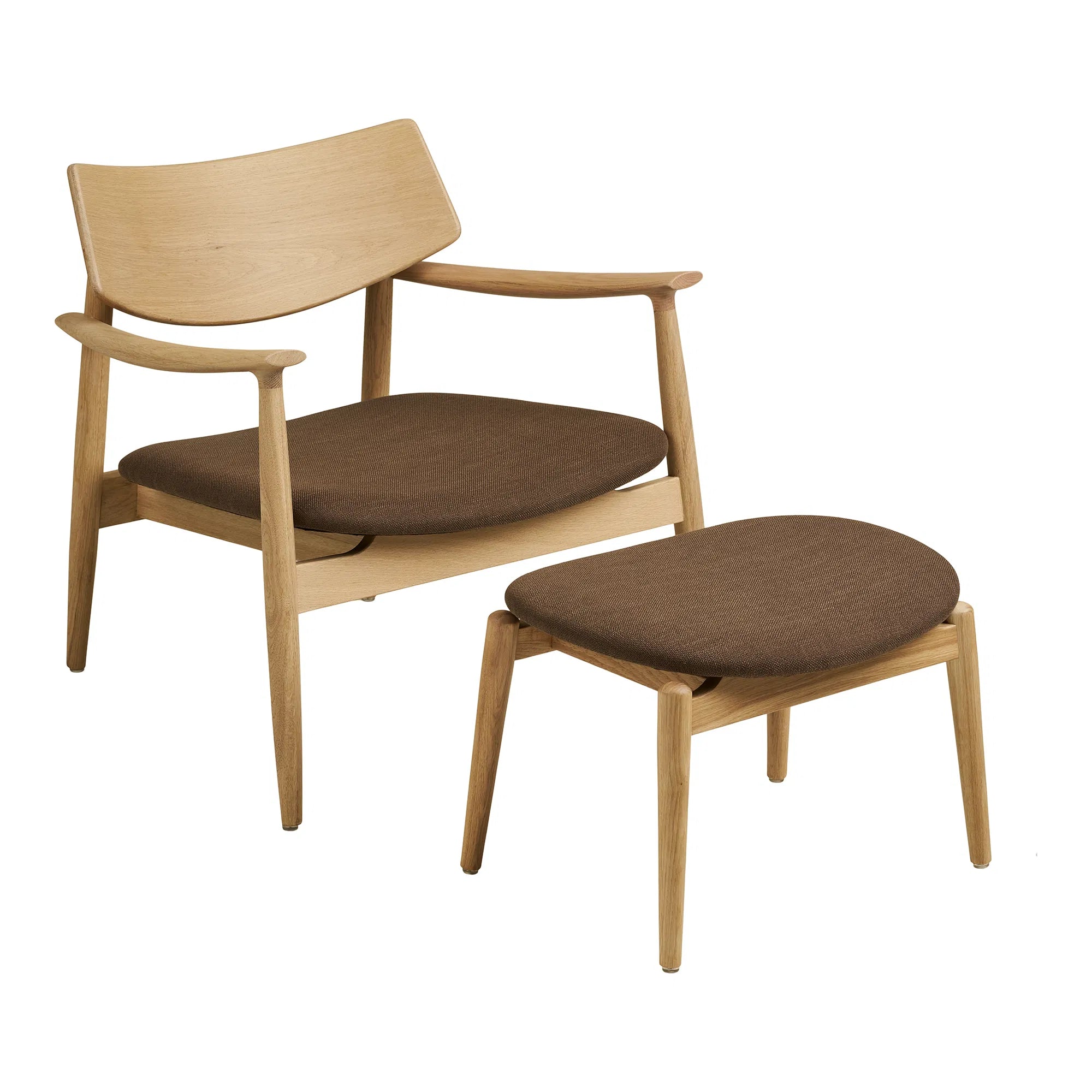 Designer fauteuil Agnar set met bijzetkruk van Eiken