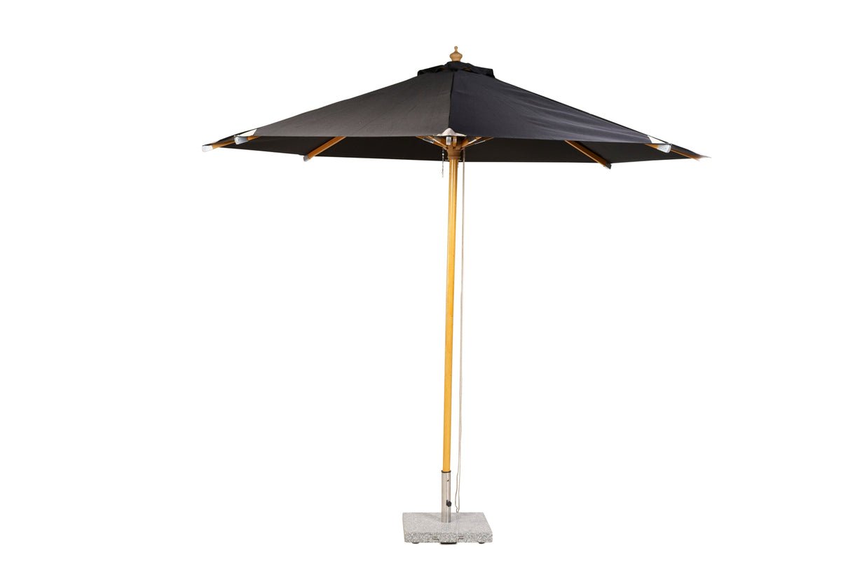Parasol Azzura – Ø300 cm in de kleur Zwart met beukenhouten frame