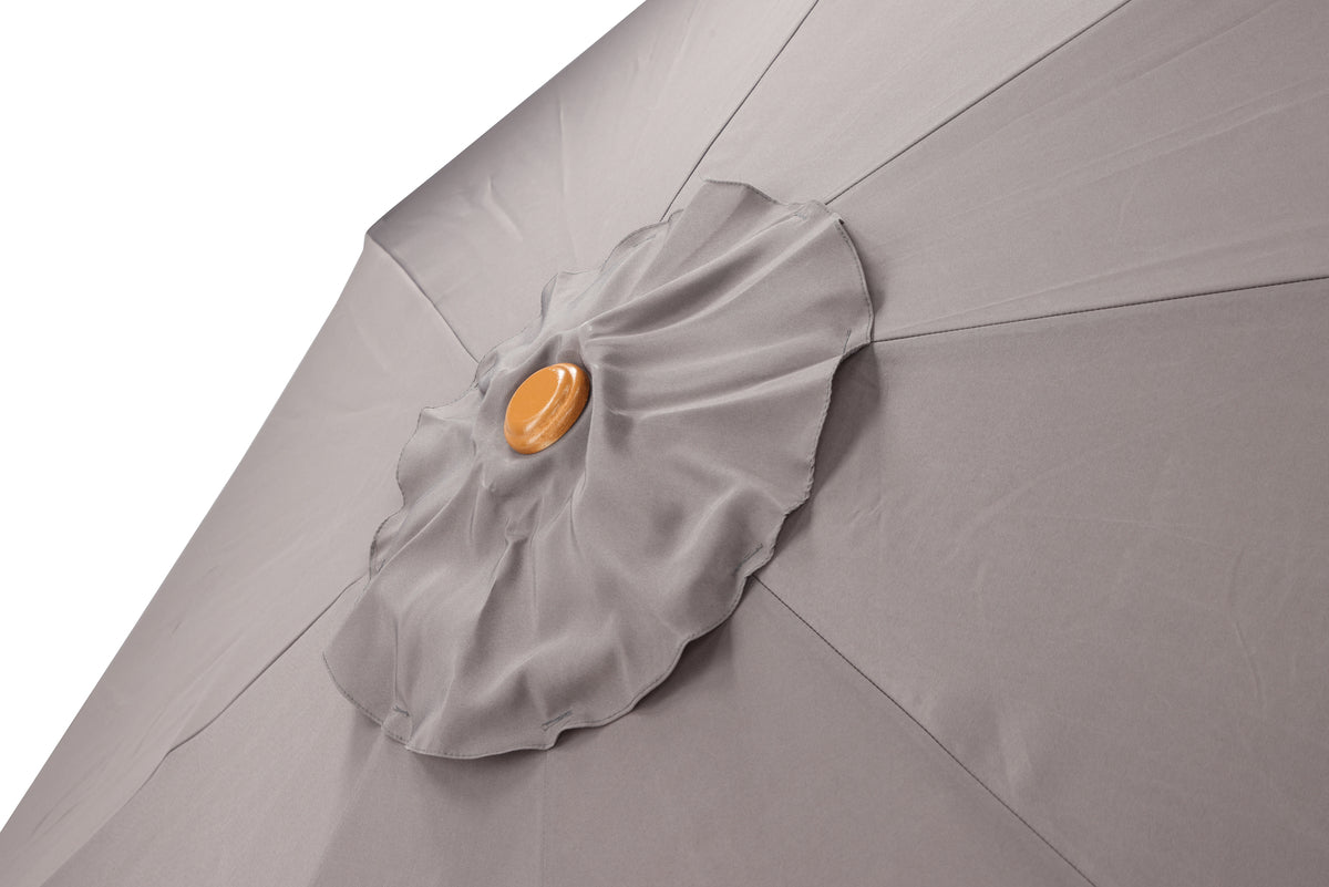 Parasol Frida – Ø300 cm in Grijs met houten frame van beuk