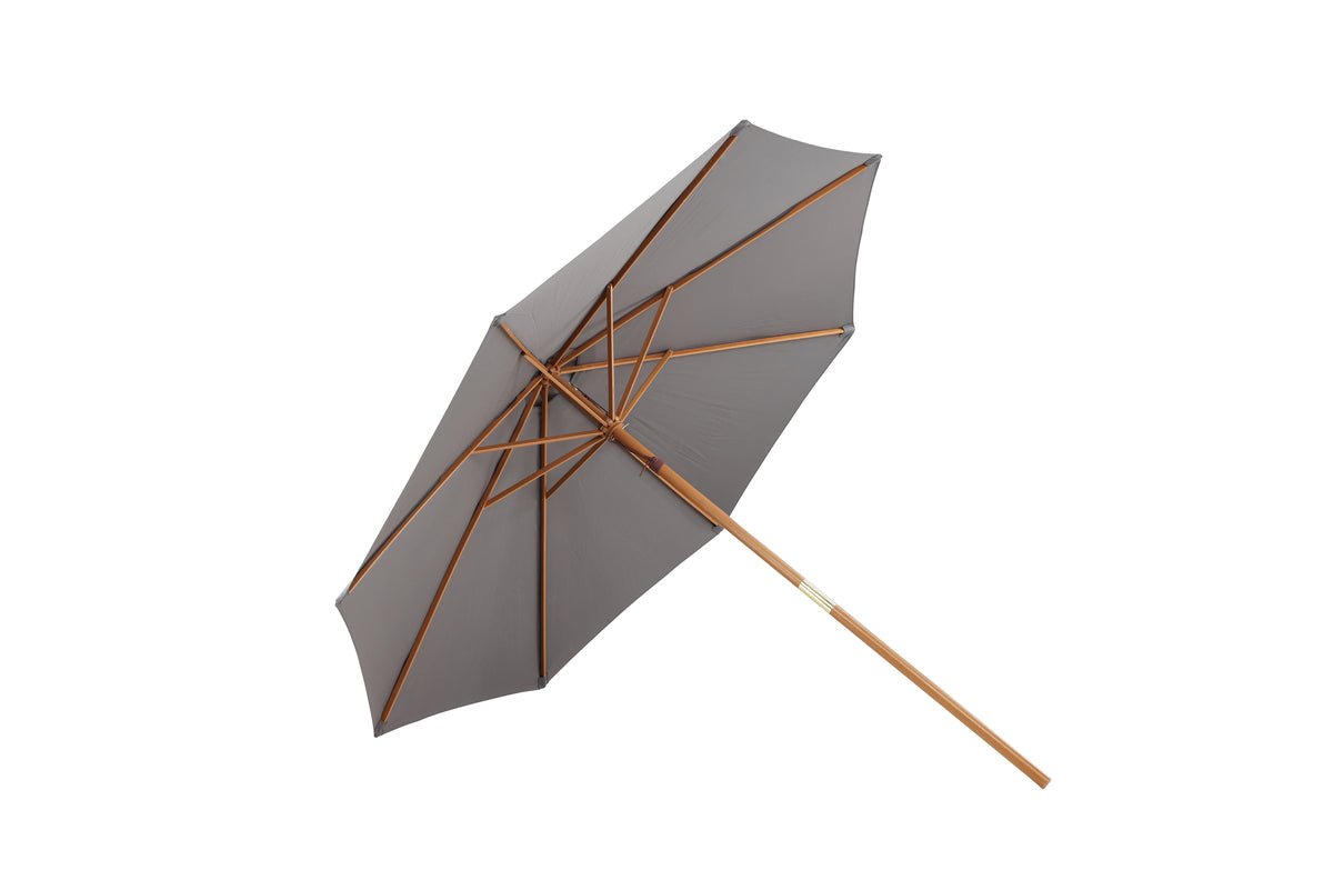 Parasol Frida – Ø300 cm in Grijs met houten frame van beuk