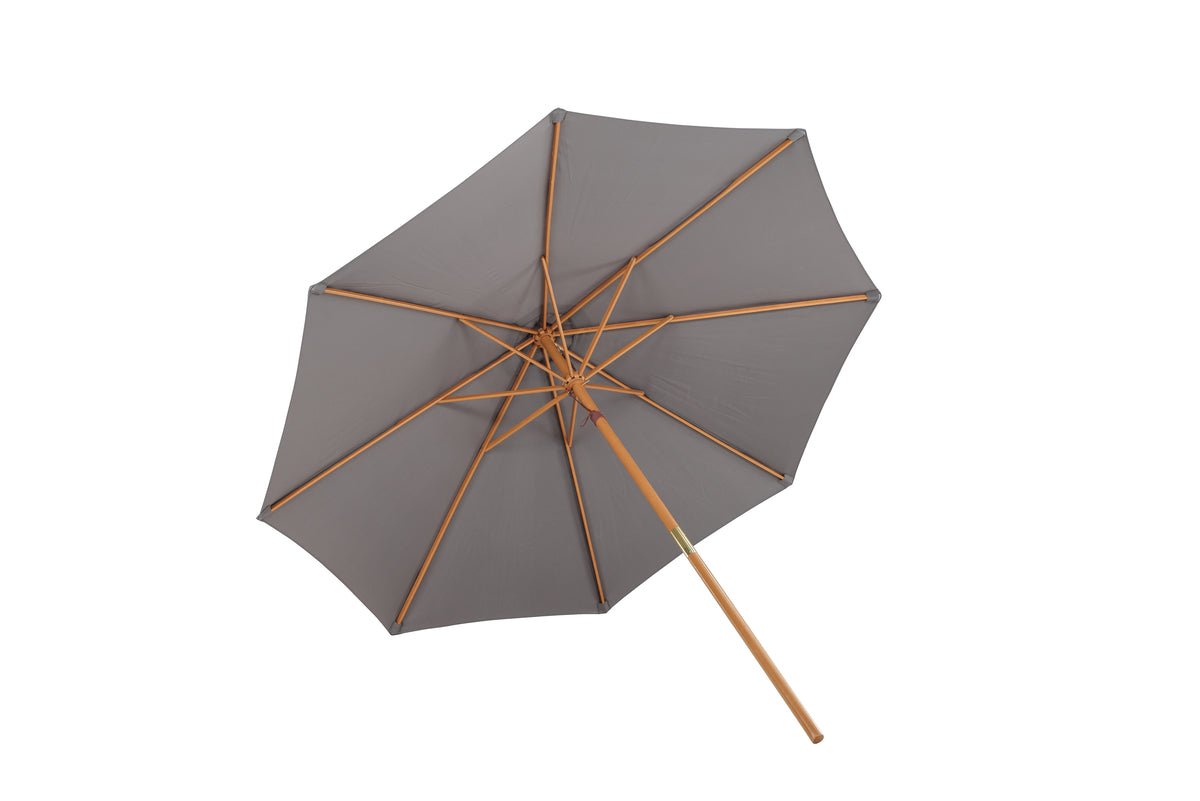 Parasol Frida – Ø300 cm in Grijs met houten frame van beuk
