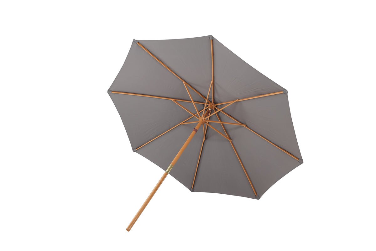 Parasol Frida – Ø300 cm in Grijs met houten frame van beuk