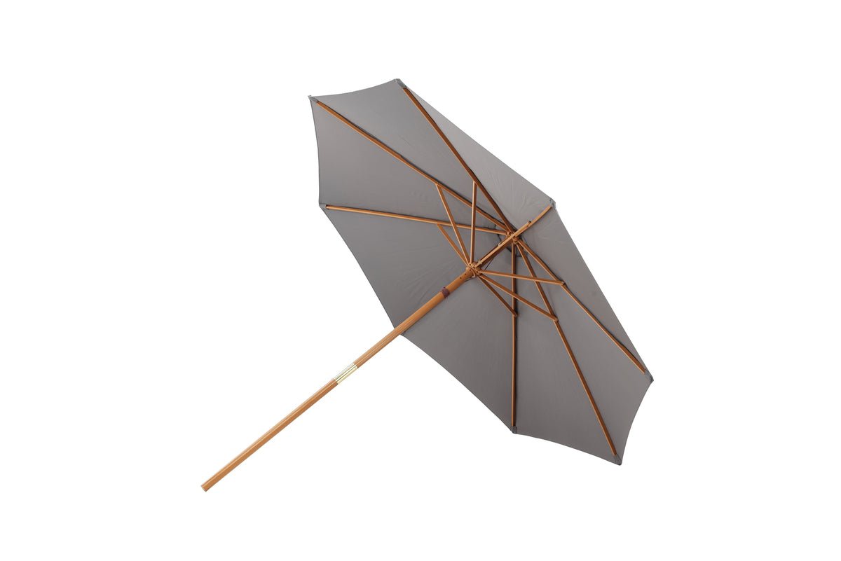 Parasol Frida – Ø300 cm in Grijs met houten frame van beuk