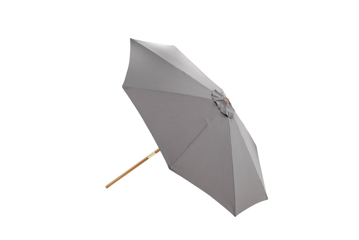Parasol Frida – Ø300 cm in Grijs met houten frame van beuk