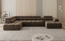 Designersofa woonlandschap Mia met elektrische zitverlenging in Chenille