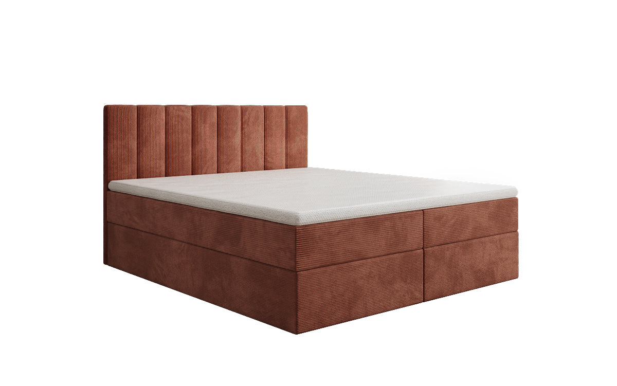 Boxspringbed Sofia in Ribstof met opbergruimte
