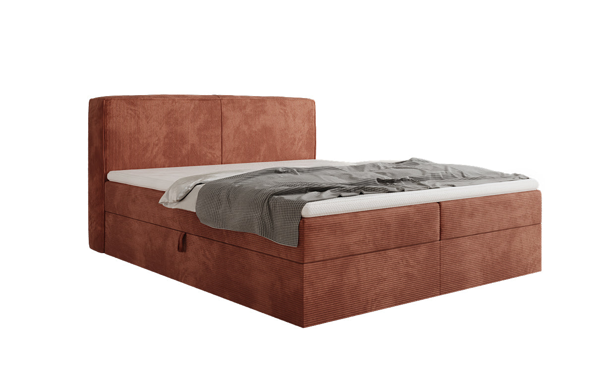 Boxspringbed Marea in Ribstof met opbergruimte