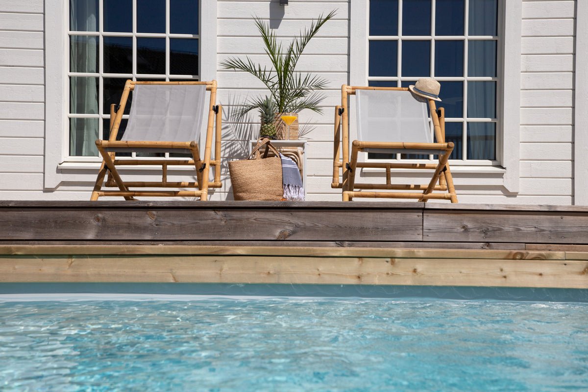 Tuinligstoel Coco - van rattan en textileen in natuurlijke look