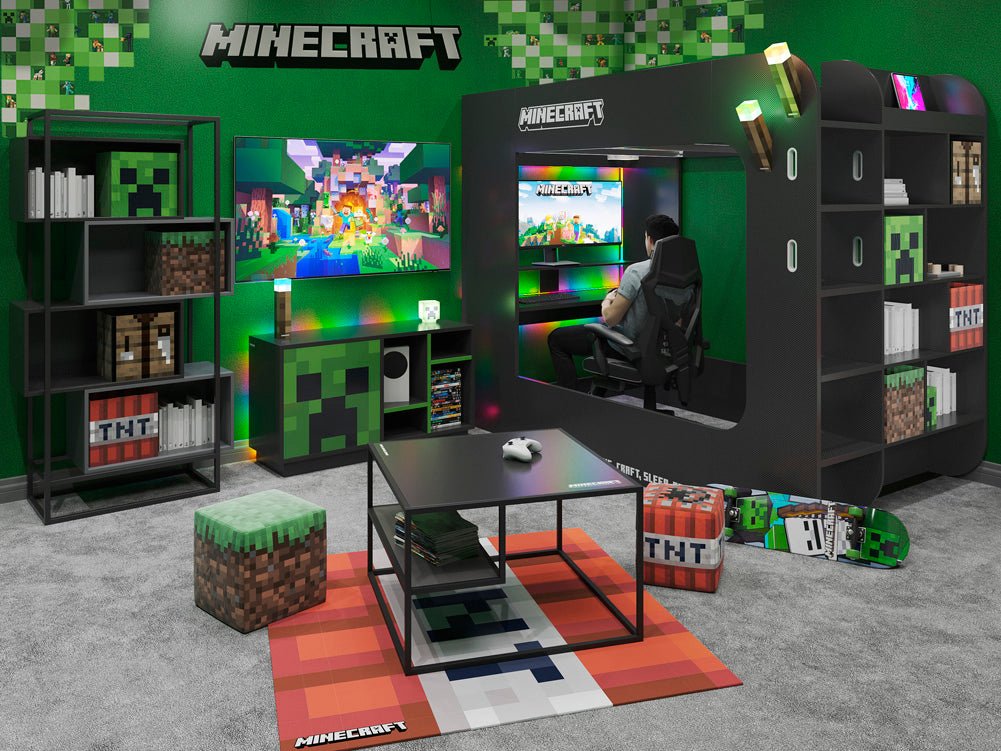 Minecraft Gaming-huisbed „BaseCamp XL“ met bureau & plank
