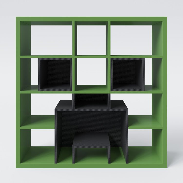 Minecraft boekenplank „Creeper Cubes“ – met 12 vakken & pixelontwerp