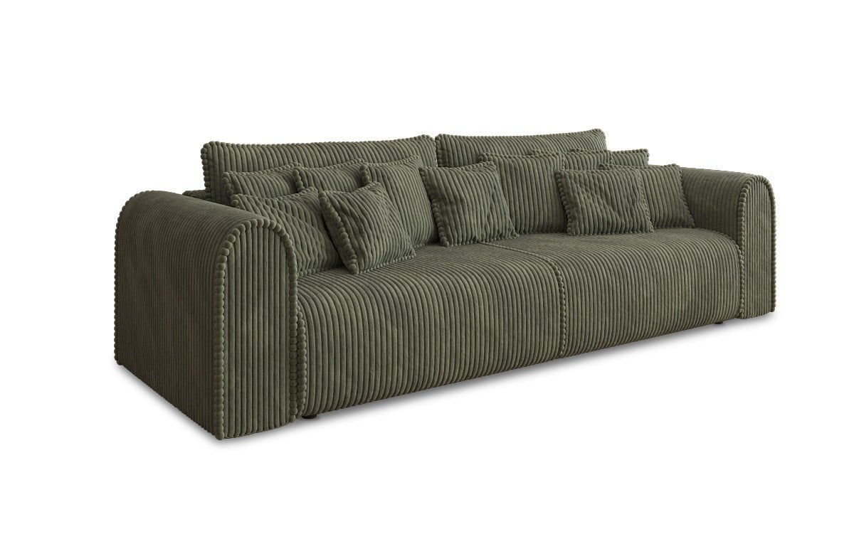 Designerbank Big Buddy 3-zits met slaapfunctie en opbergruimte in breed ribfluweel