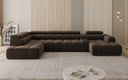 Designersofa woonlandschap Mia met elektrische zitverlenging in Chenille