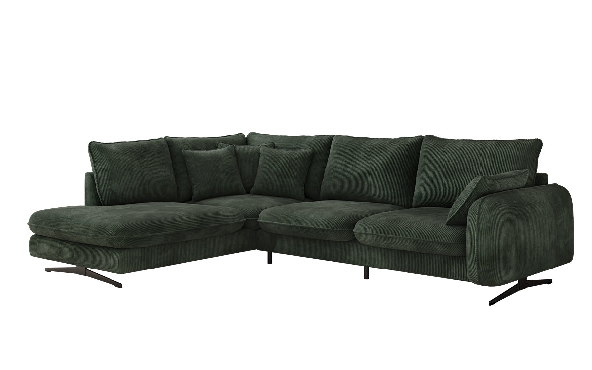 Designhoekbank Laguna met metalen poten in Ribstof