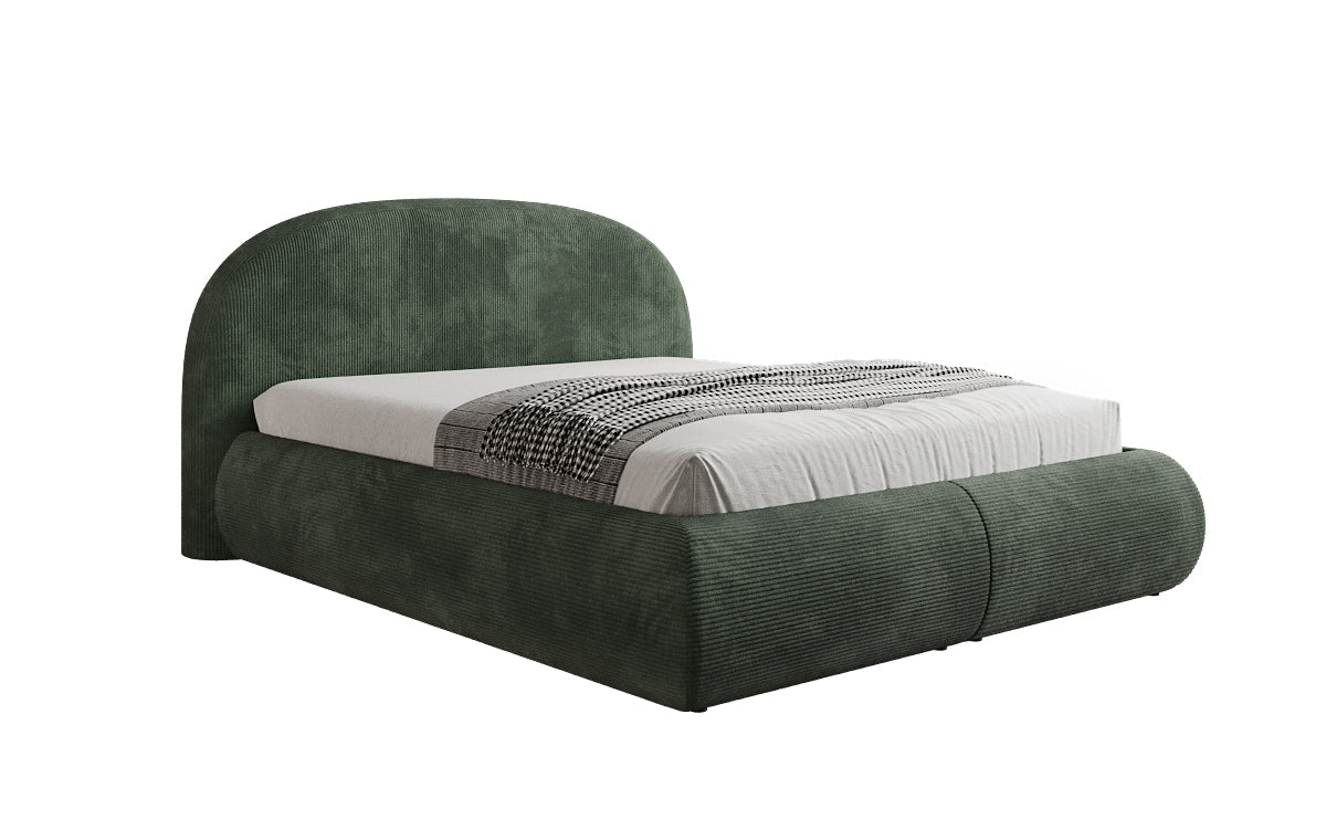 Design gestoffeerd bed Loop in Ribstof met opbergruimte