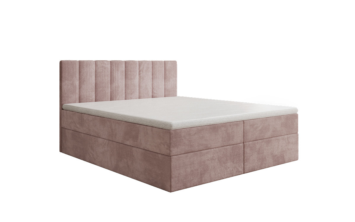 Boxspringbed Sofia in Ribstof met opbergruimte