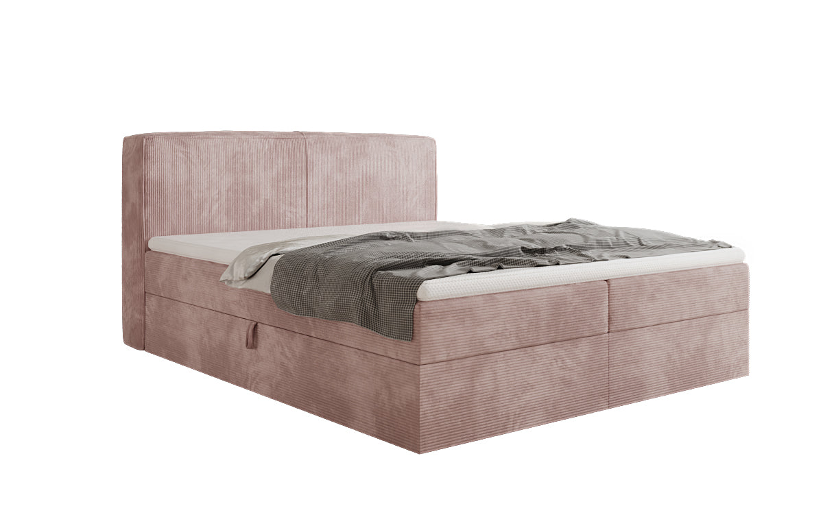 Boxspringbed Marea in Ribstof met opbergruimte