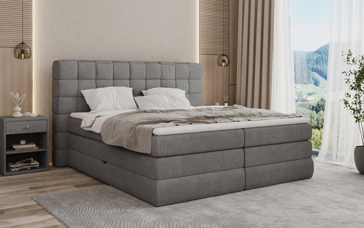Boxspringbed Trama met opbergruimte in Stof
