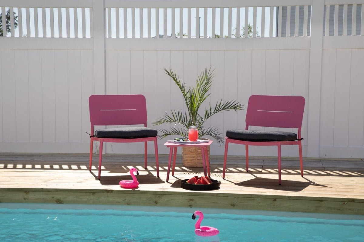 2-delige set - Tuinstoel Lia van roze staal