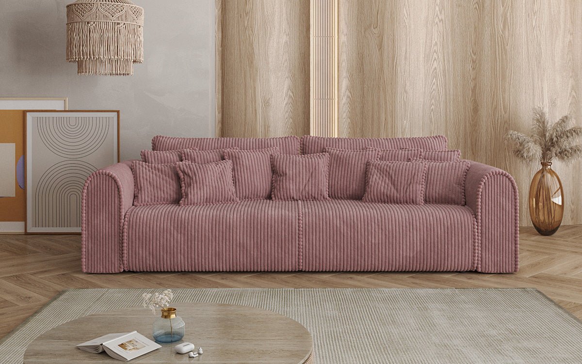 Designerbank Big Buddy 3-zits met slaapfunctie en opbergruimte in breed ribfluweel