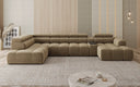 Designersofa woonlandschap Mia met elektrische zitverlenging in Chenille