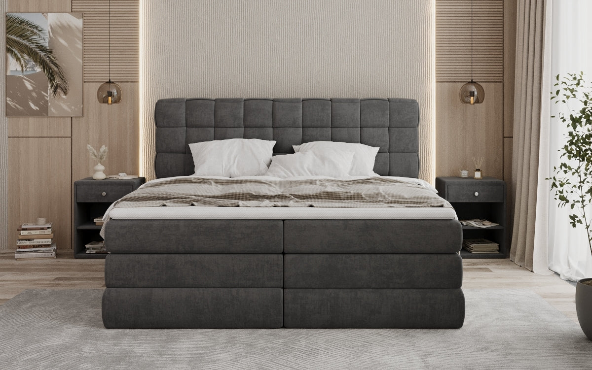 Boxspringbed Trama met opbergruimte in Fluweel