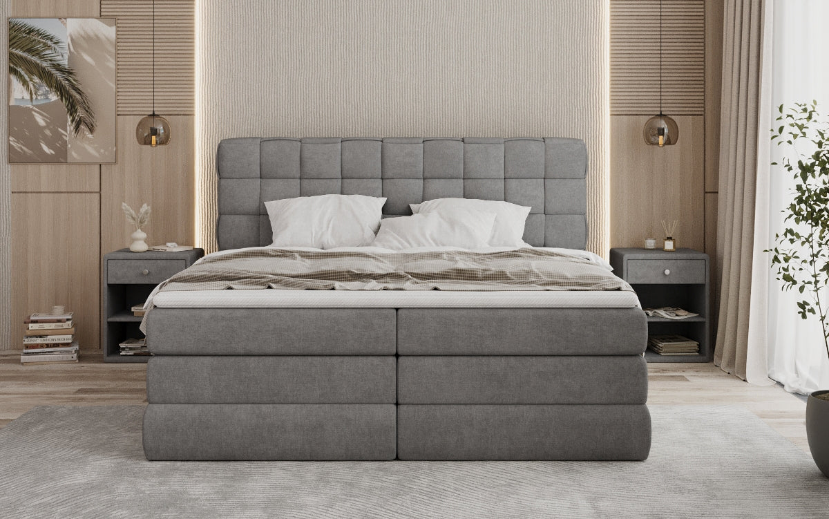 Boxspringbed Trama met opbergruimte in Stof