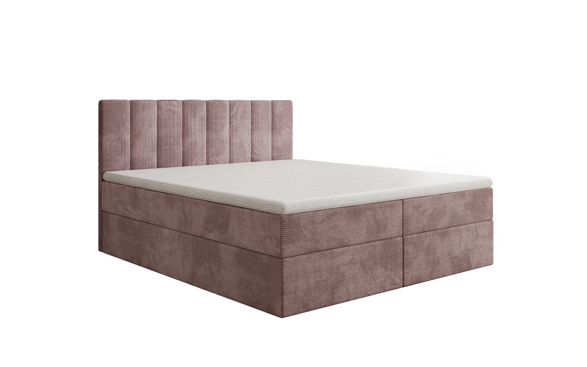 Boxspringbed Sofia in Ribstof met opbergruimte