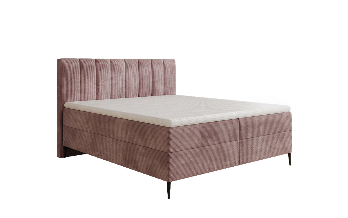Boxspringbed Lucca in Ribstof met opbergruimte en poten
