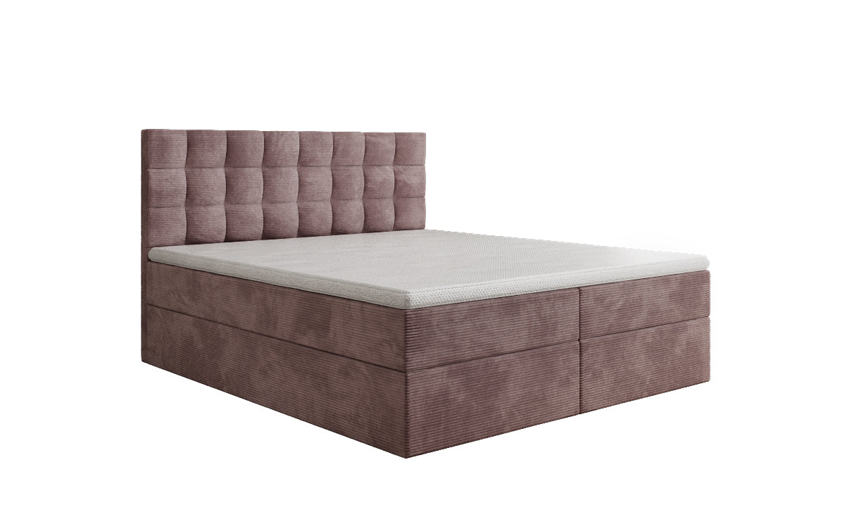 Boxspringbed Como in Ribstof met opbergruimte