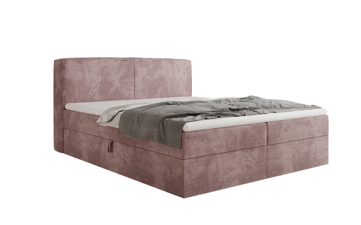 Boxspringbed Marea in Ribstof met opbergruimte