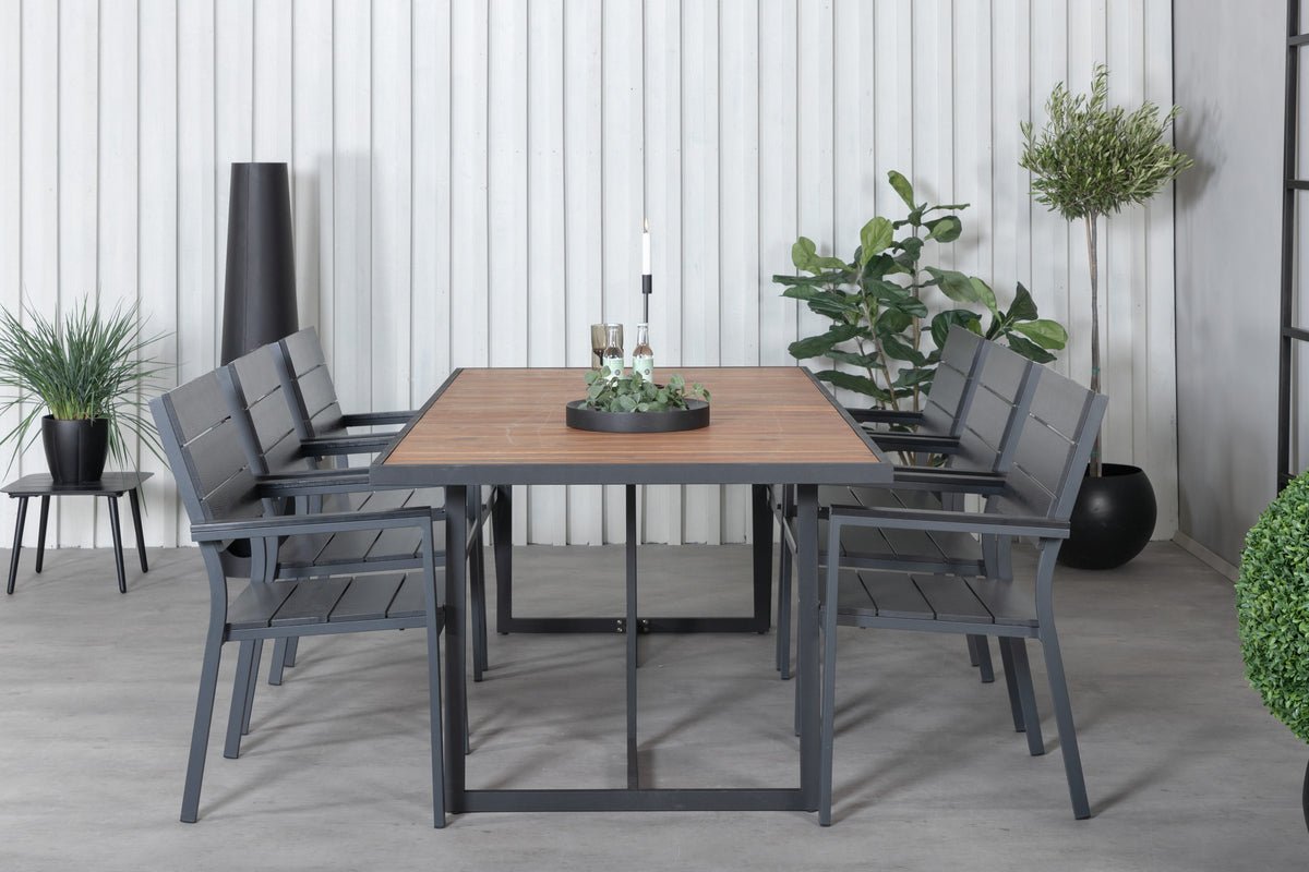 Gartentisch Tunda - een rechthoekige eettafel van natuurlijk acaciahout en hoogwaardig staal