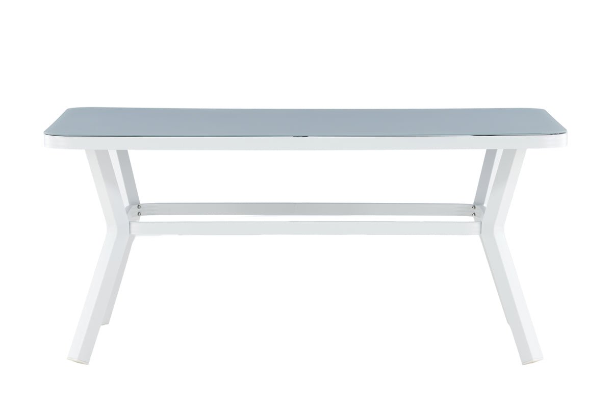 Tuin tafel Amaré - een combinatie van mat glasplaat en aluminium frame
