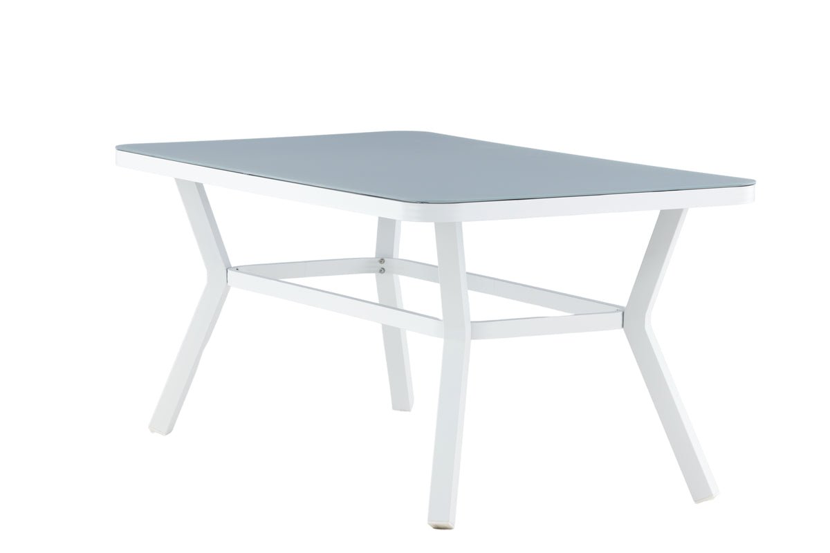 Tuin tafel Amaré - een combinatie van mat glasplaat en aluminium frame