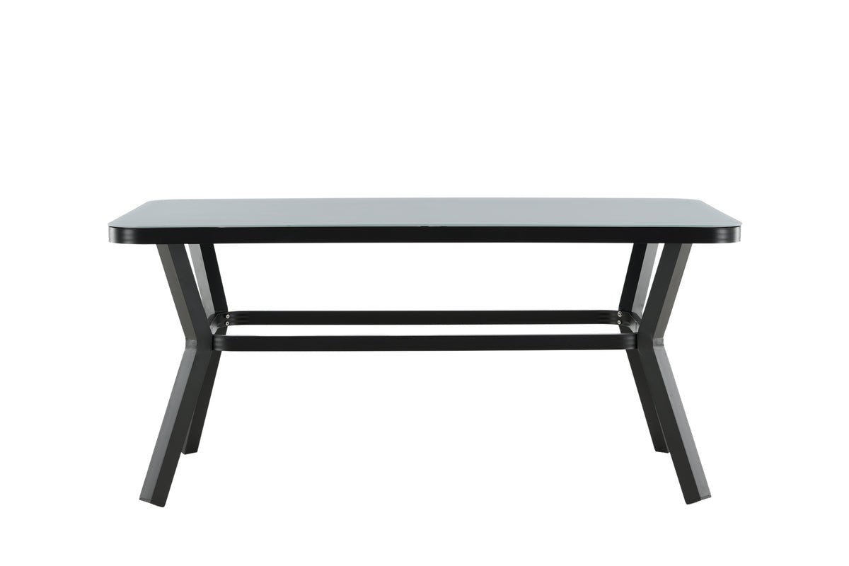 Tuin tafel Amaré - een combinatie van mat glasplaat en aluminium frame