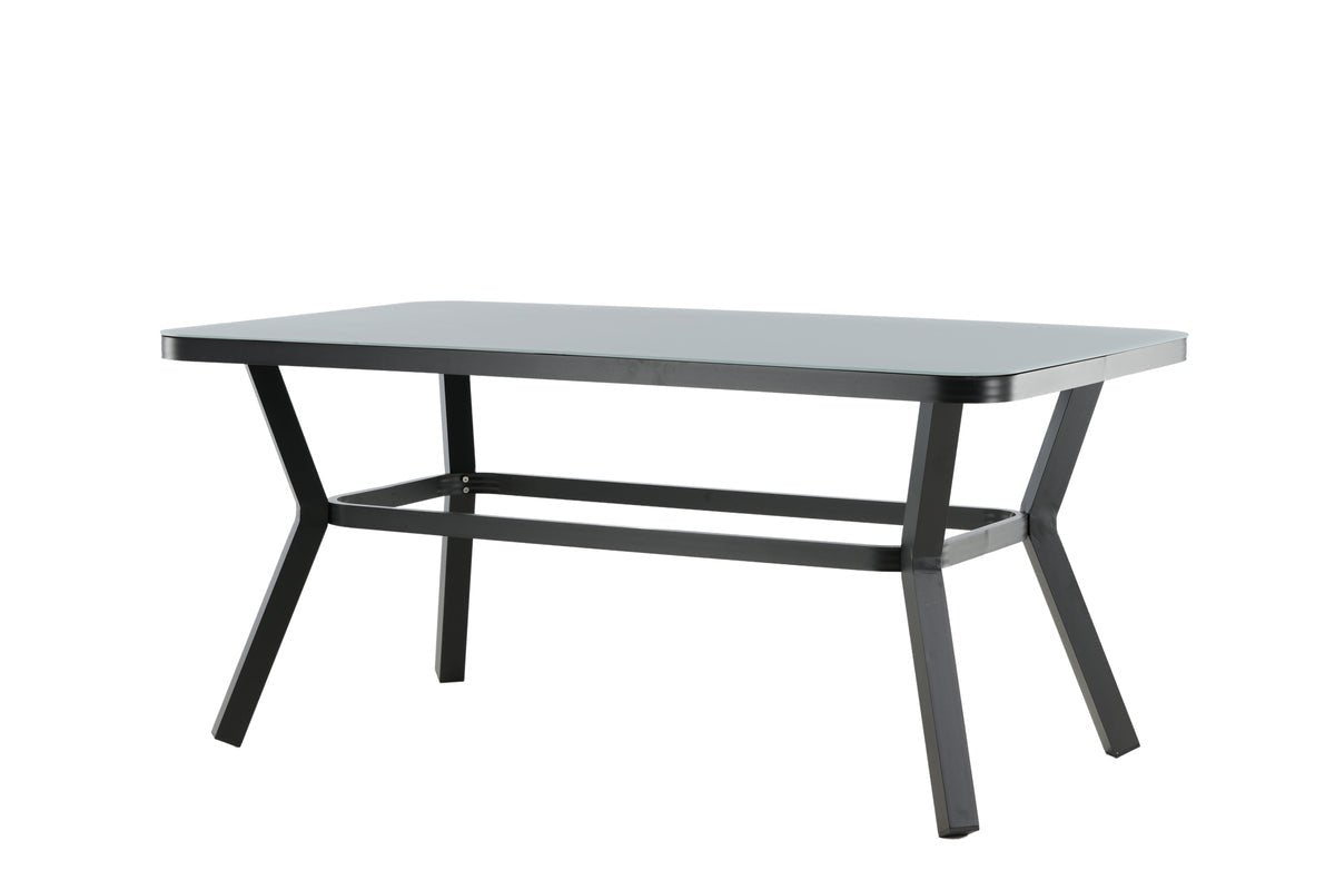 Tuin tafel Amaré - een combinatie van mat glasplaat en aluminium frame