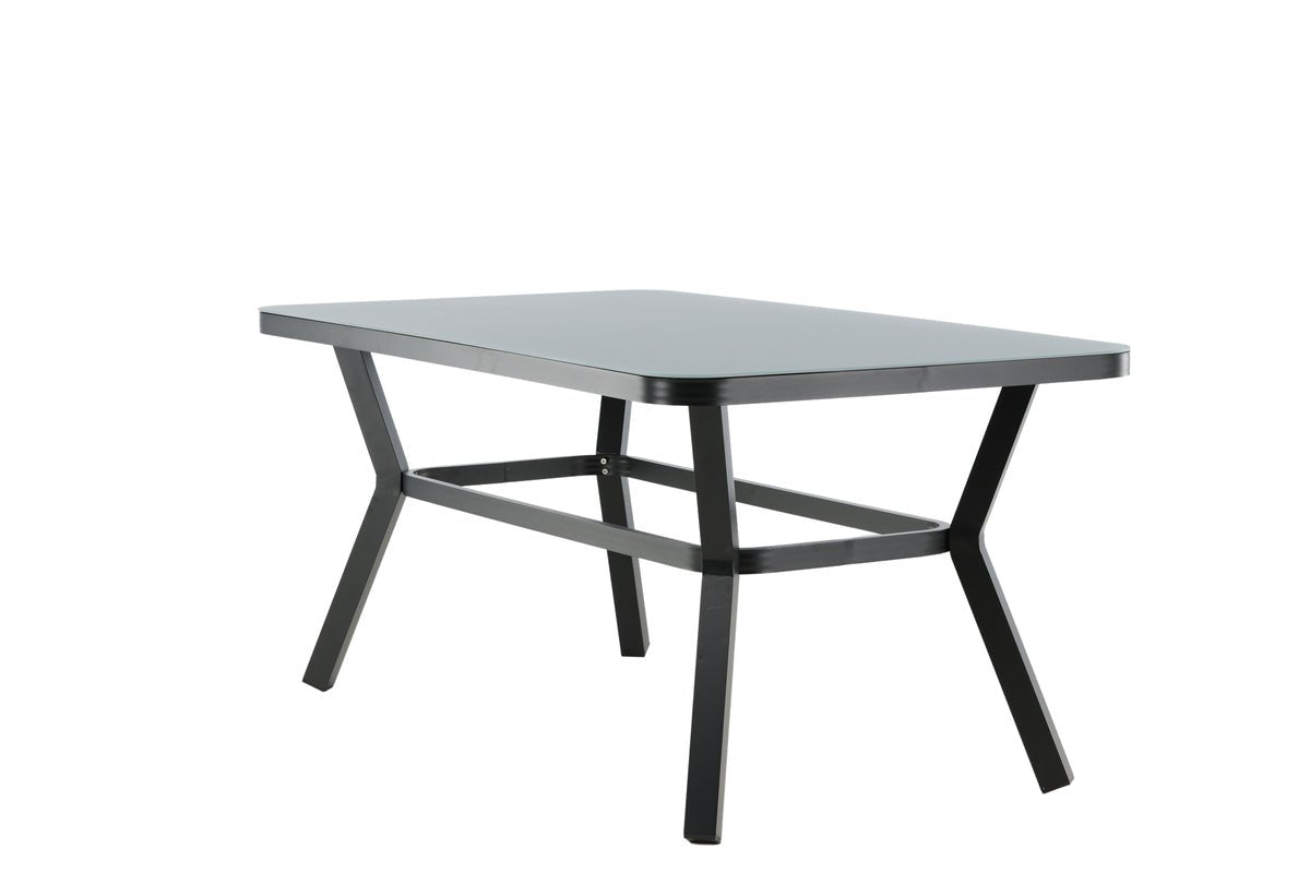 Tuin tafel Amaré - een combinatie van mat glasplaat en aluminium frame