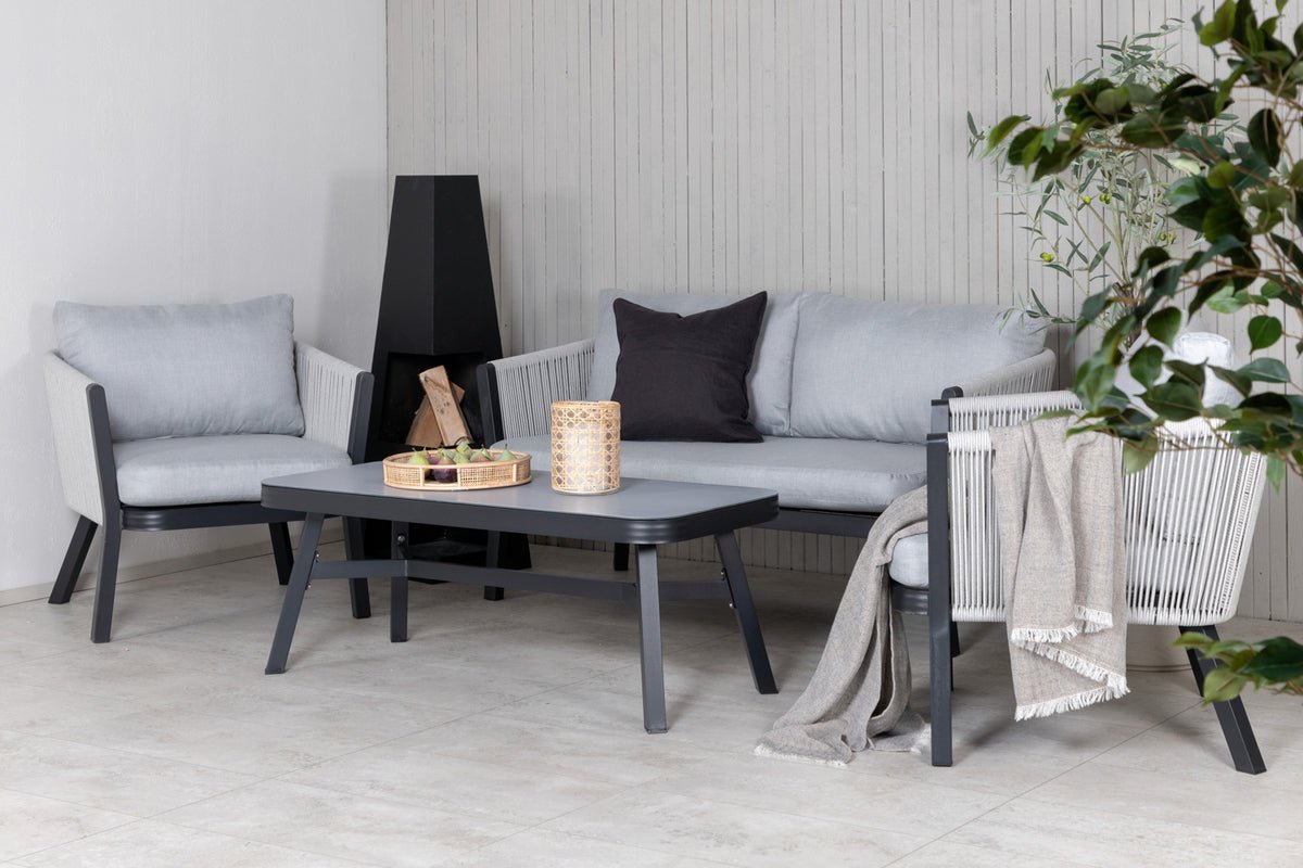 Tuin Loungeset Mira – 4-delige set met grijs glazen blad