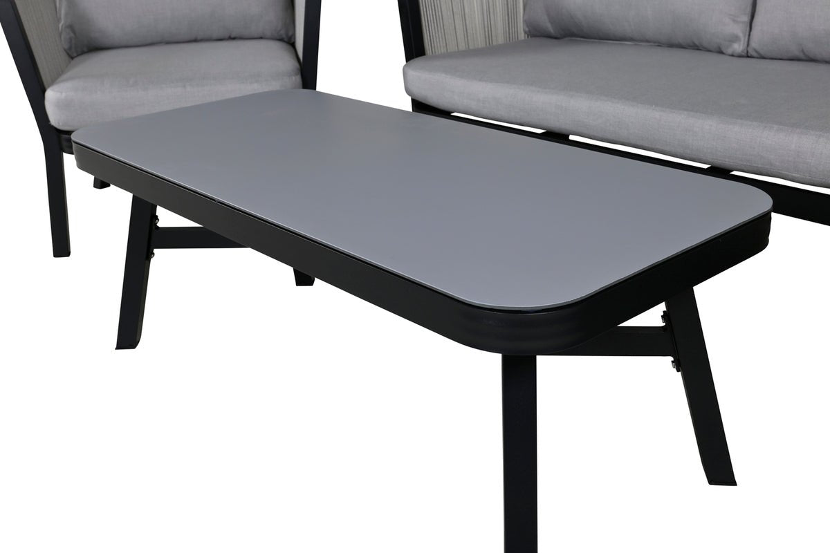 Tuin Loungeset Mira – 4-delige set met grijs glazen blad